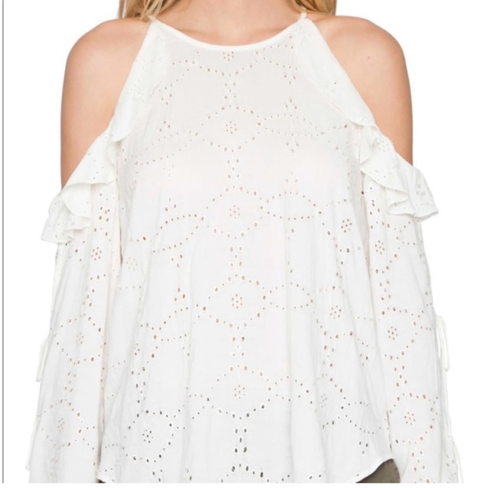 Willow & Clay Eyelet Cold Shoulder Top